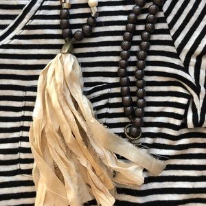 Cream Tassel and Beaded Necklace